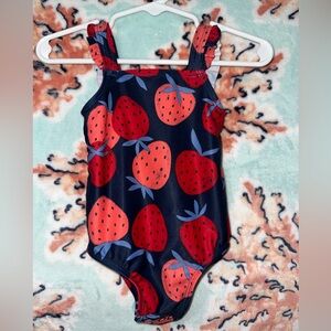 Carter's Kids Swim One Piece - Navy and Red Strawberry Print